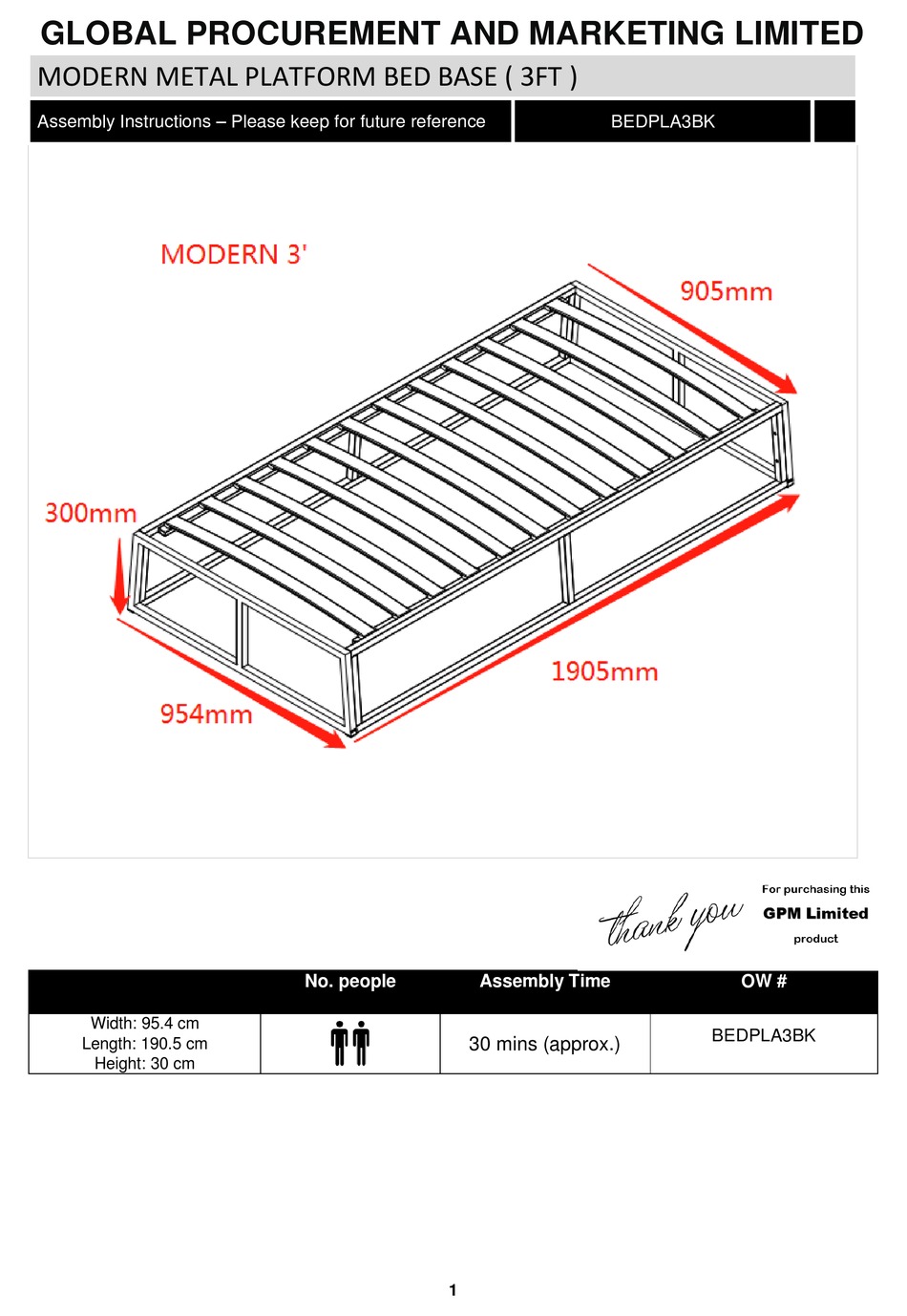 gpm-bedpla3bk-assembly-instructions-manual-pdf-download-manualslib