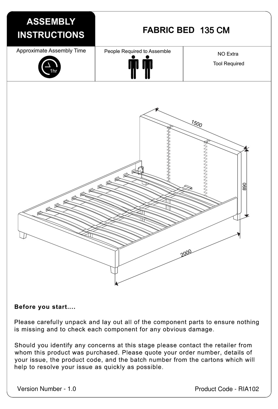 JULIAN BOWEN RIA102 ASSEMBLY INSTRUCTIONS MANUAL Pdf Download ManualsLib