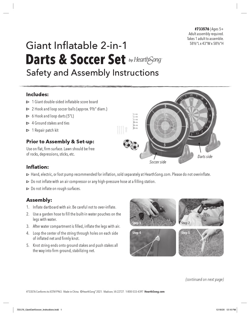 HEARTHSONG 733576 SAFETY AND ASSEMBLY INSTRUCTIONS Pdf Download