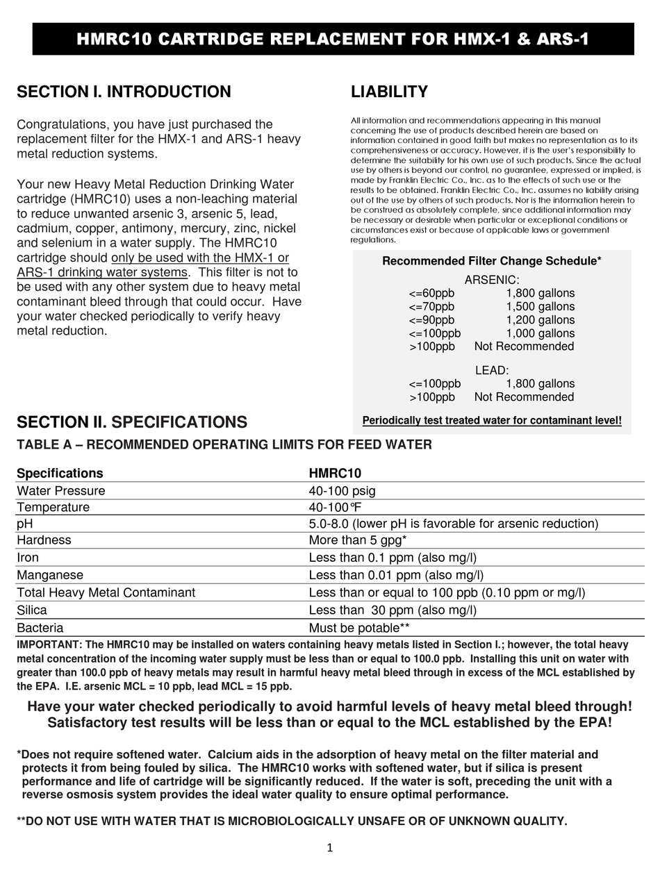 FRANKLIN ELECTRIC HMRC10 MANUAL Pdf Download | ManualsLib