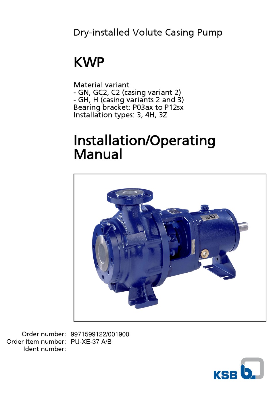 KSB KWP INSTALLATION & OPERATING MANUAL Pdf Download ManualsLib