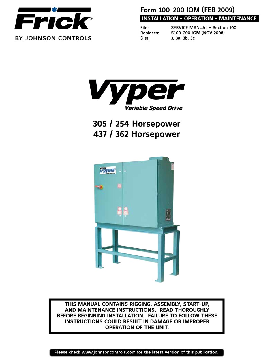 FRICK VYPER 305 INSTALLATION OPERATION & MAINTENANCE Pdf Download