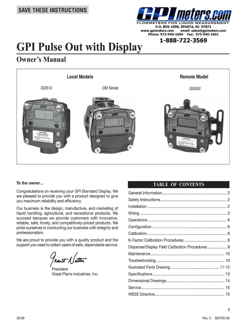 GPI GM SERIES INSTRUCTIONS MANUAL Pdf Download ManualsLib