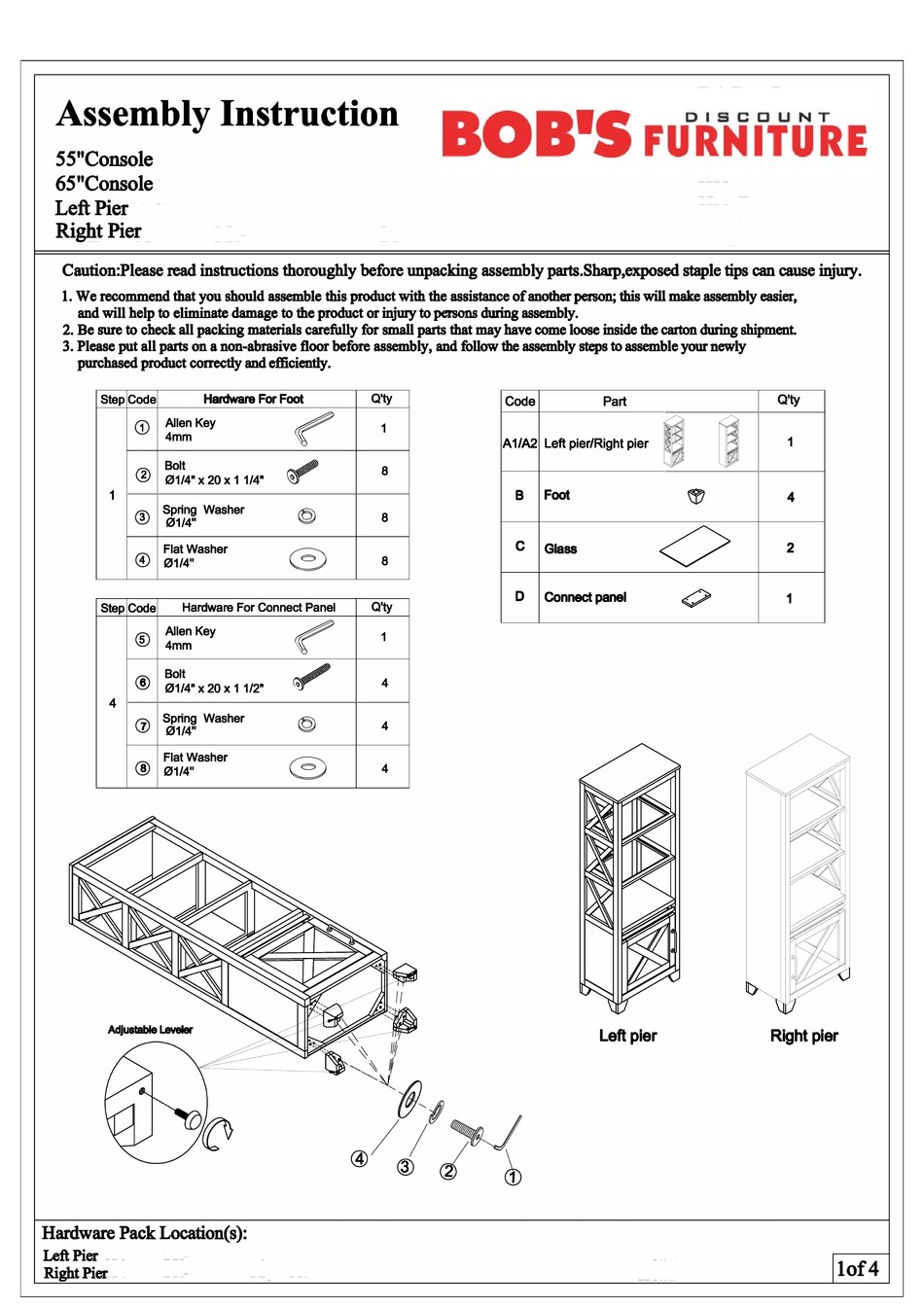 BOB'S DISCOUNT FURNITURE MONTANA 20048618 ASSEMBLY INSTRUCTION Pdf