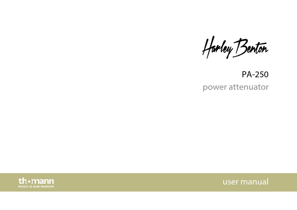 THOMANN HARLEY BENTON PA250 USER MANUAL Pdf Download ManualsLib