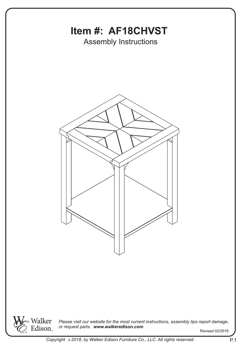 WALKER EDISON AF18CHVST ASSEMBLY INSTRUCTIONS MANUAL Pdf Download