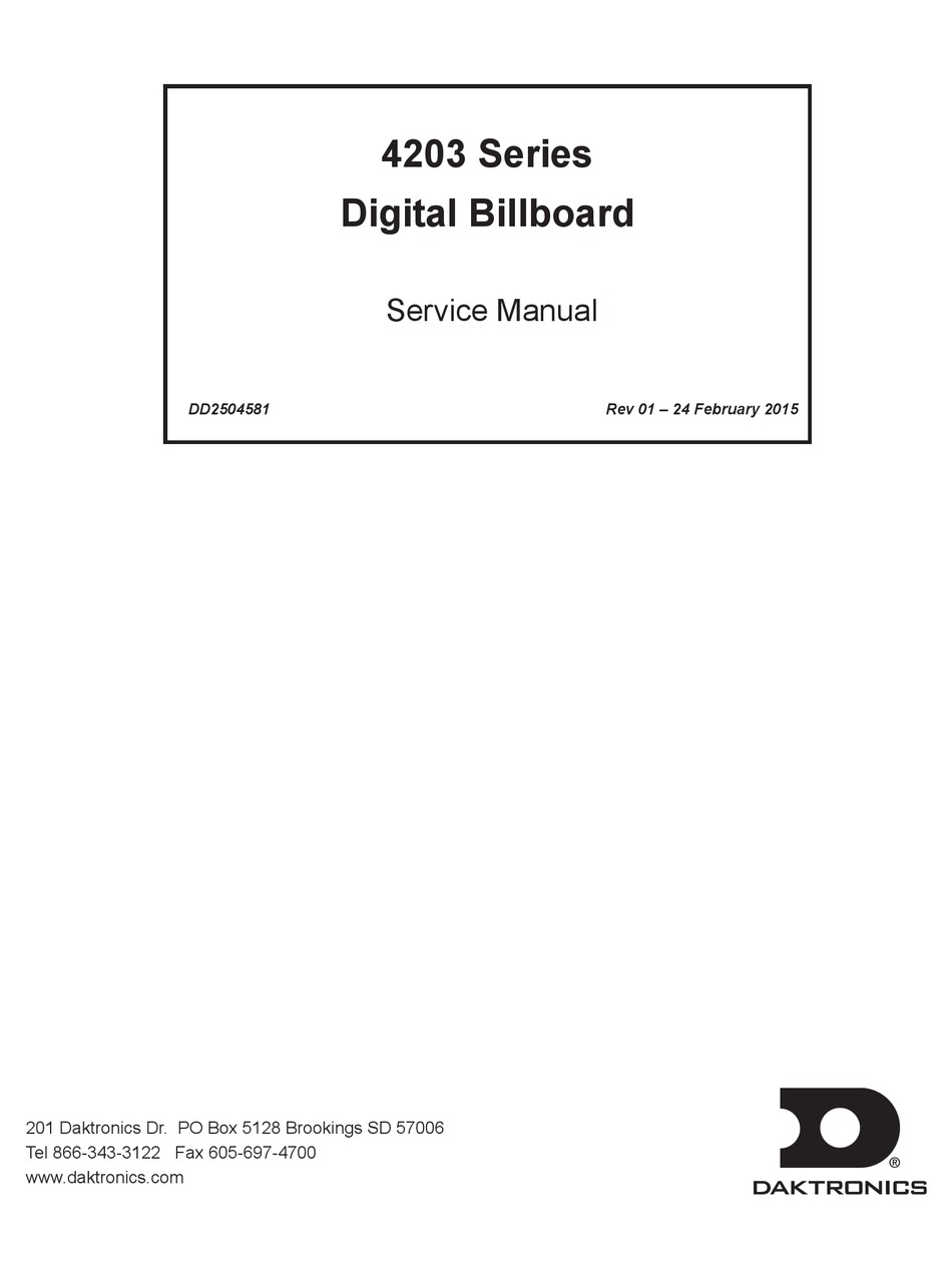 DAKTRONICS 4203 SERIES SERVICE MANUAL Pdf Download ManualsLib