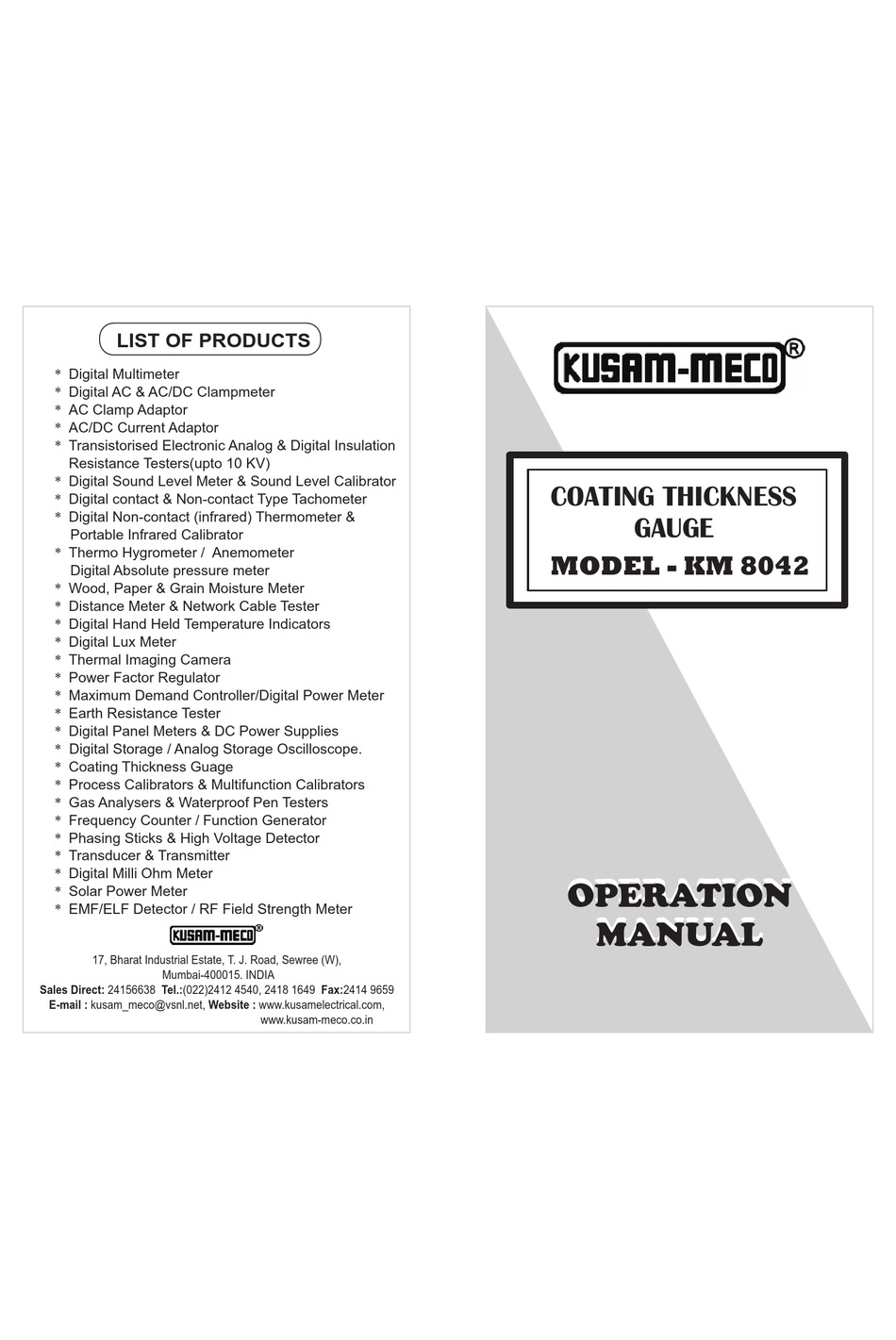 KUSAMMECO KM 8042 OPERATION MANUAL Pdf Download ManualsLib
