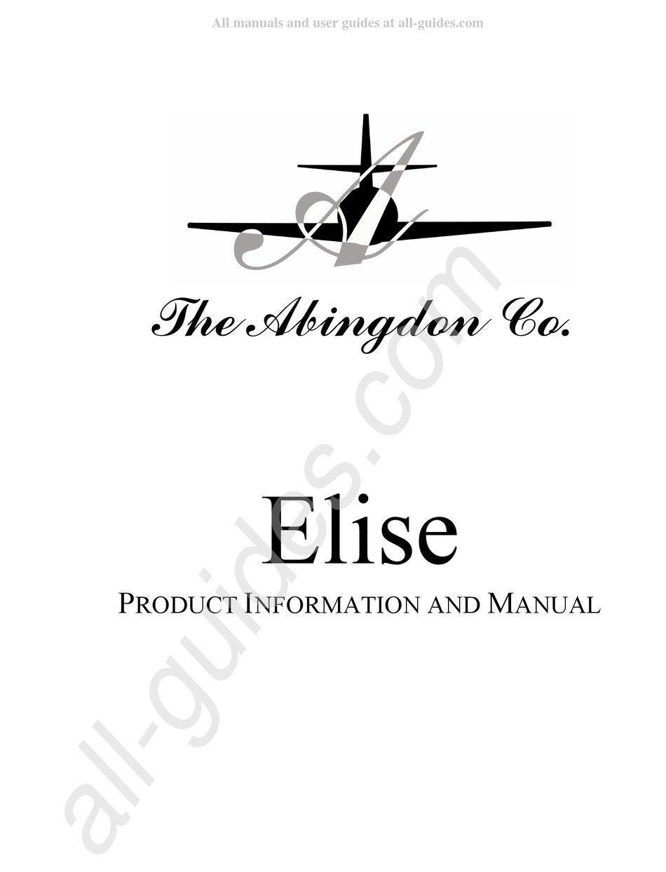 THE ABINGDON CO ELISE PRODUCT INFORMATION AND MANUAL Pdf Download | ManualsLib