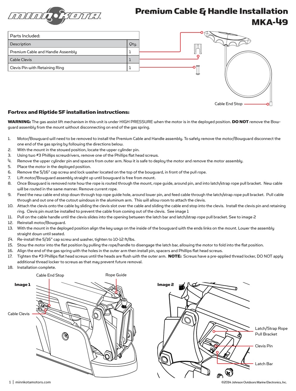 JOHNSON OUTDOORS MINN KOTA MKA49 INSTALLATION Pdf Download ManualsLib