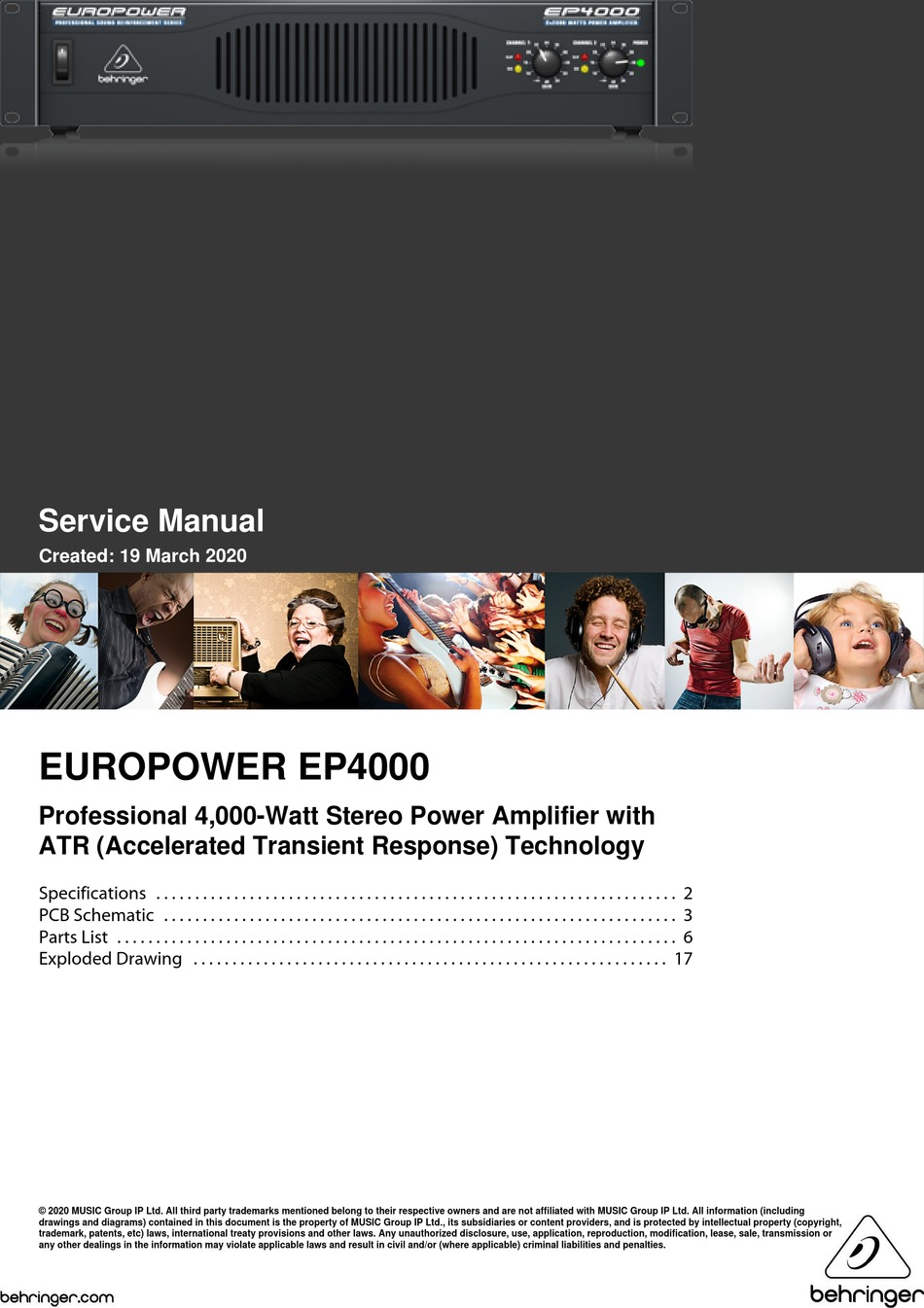 behringer europower ep4000 service manual