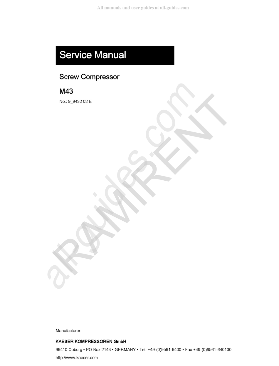 KAESER KOMPRESSOREN M43 SERVICE MANUAL Pdf Download ManualsLib