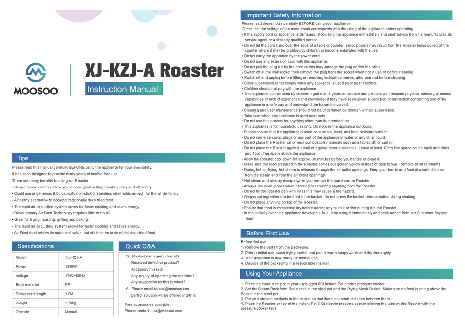 MOOSOO XJKZJA INSTRUCTION MANUAL Pdf Download ManualsLib