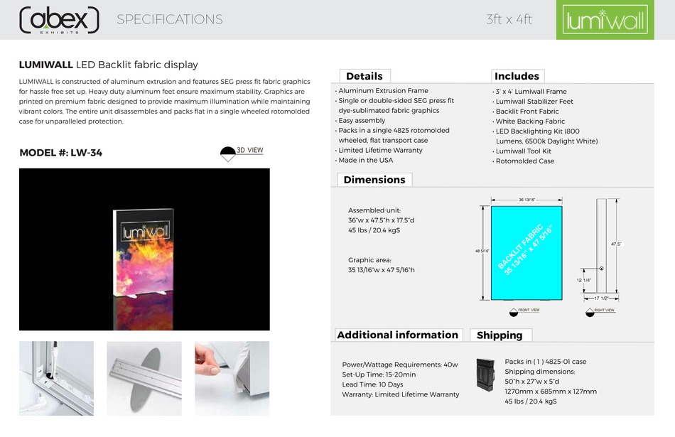 ABEX EXHIBITS LUMIWALL LW-34 INSTRUCTIONS & ASSEMBLY Pdf Download ...