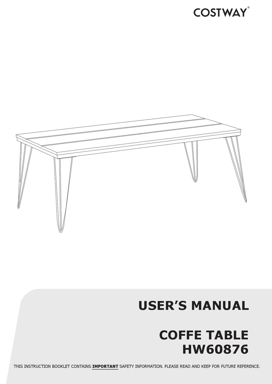 COSTWAY HW60876 USER MANUAL Pdf Download ManualsLib