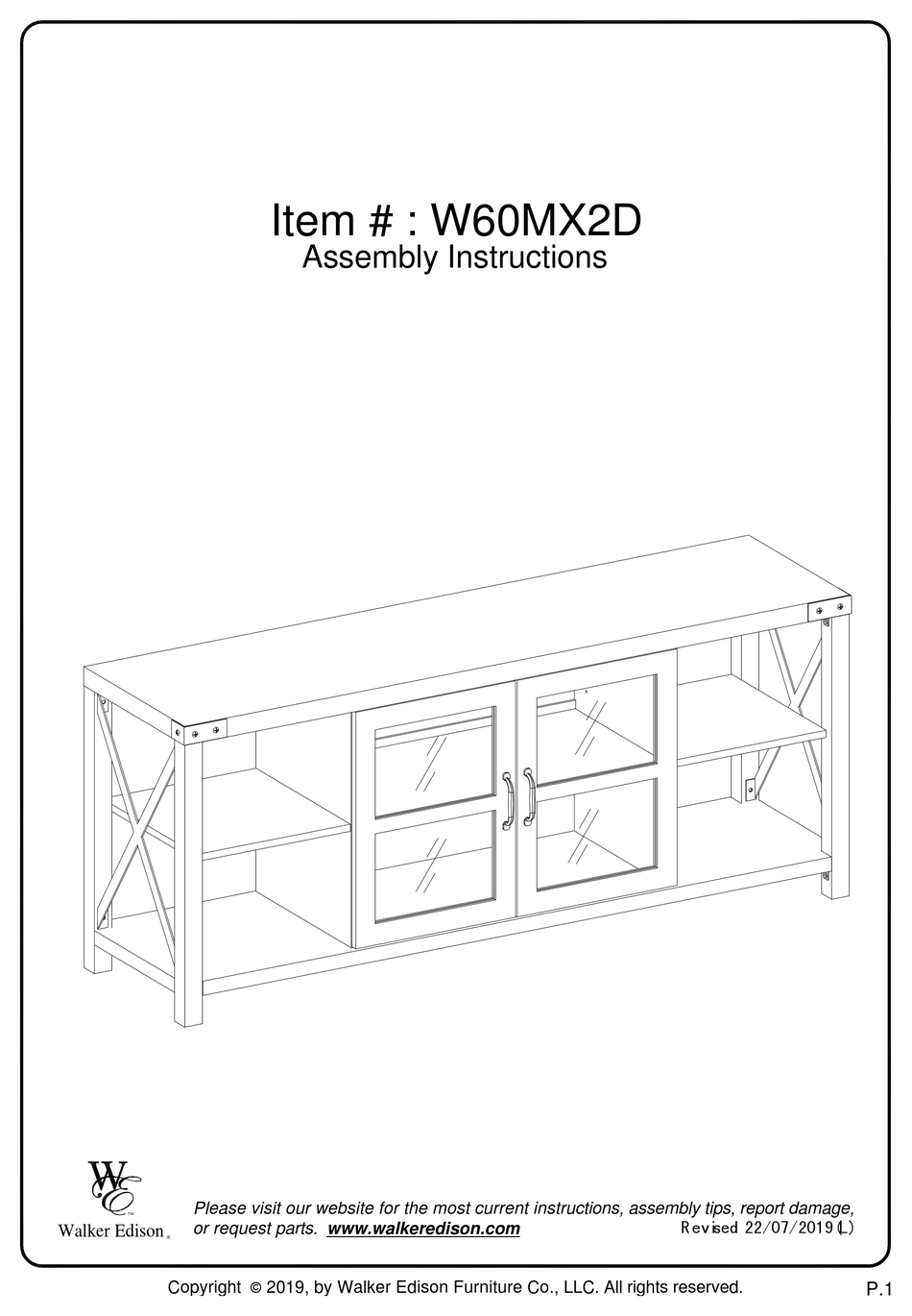 WALKER EDISON W60MX2D ASSEMBLY INSTRUCTIONS MANUAL Pdf Download