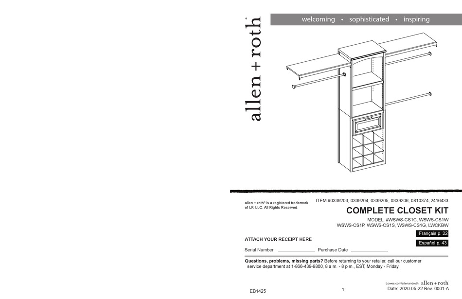 ALLEN + ROTH WSWSCS1C ASSEMBLY INSTRUCTION MANUAL Pdf Download