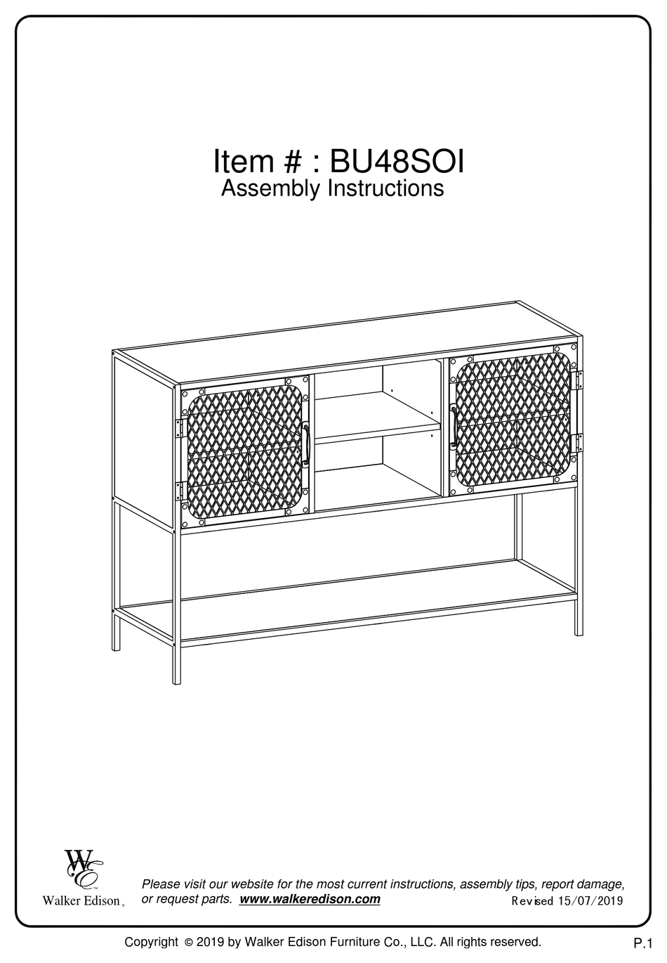 WALKER EDISON BU48SOI ASSEMBLY INSTRUCTIONS MANUAL Pdf Download