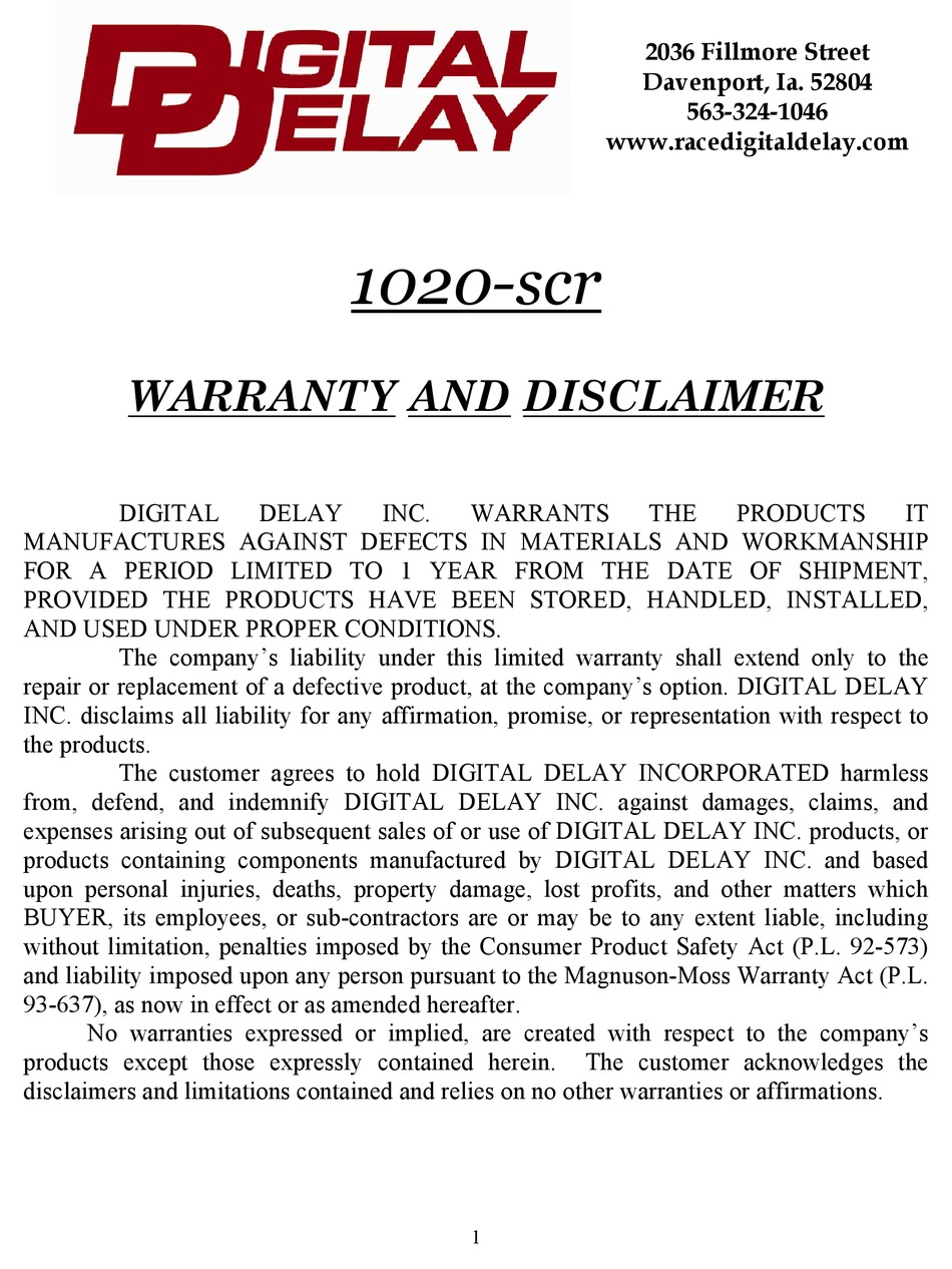 DIGITAL DELAY CROSSOVER PLUS SCR INSTRUCTIONS MANUAL Pdf Download