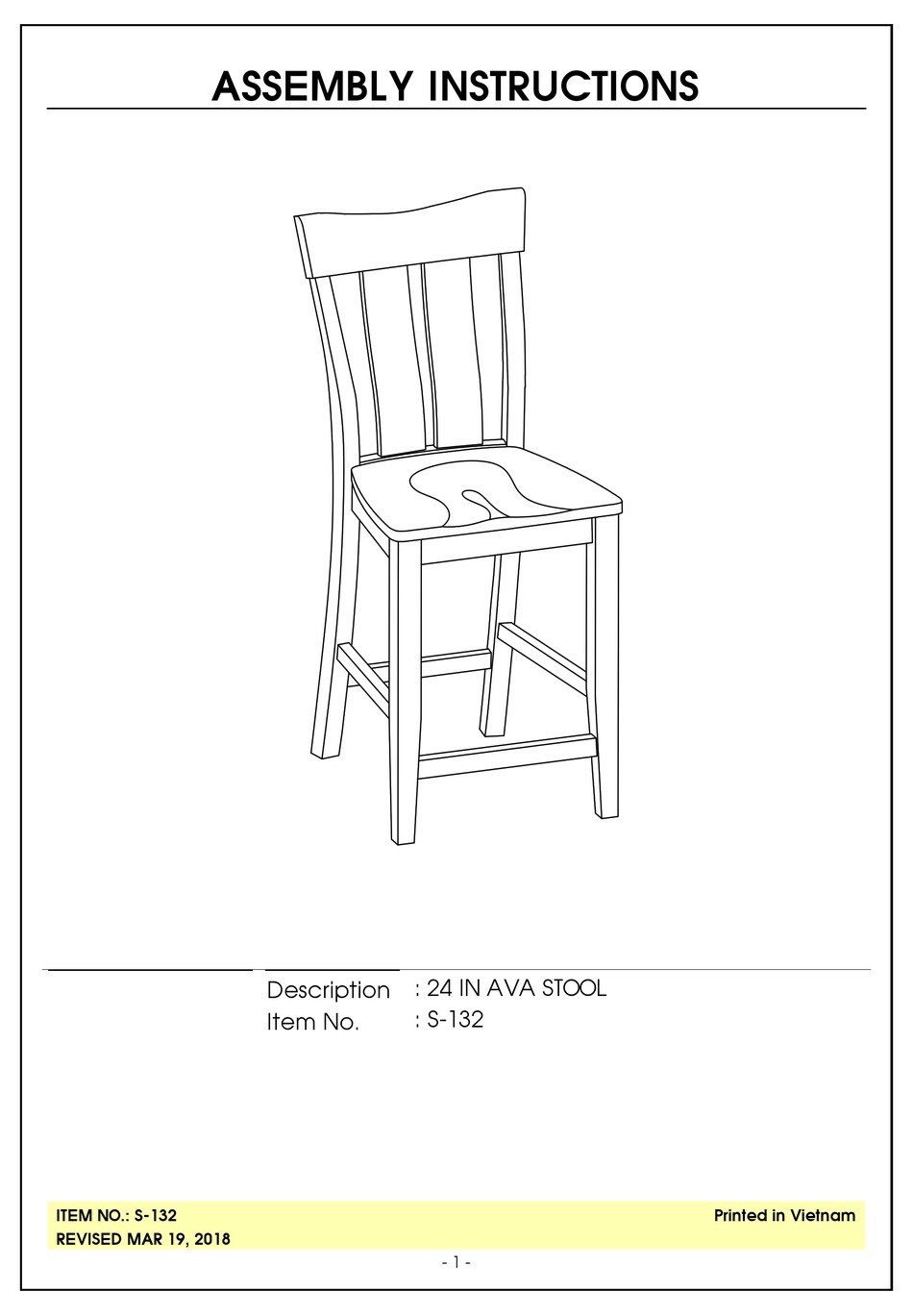 UNFINISHED FURNITURE OF WILMINGTON S-132 ASSEMBLY INSTRUCTIONS Pdf