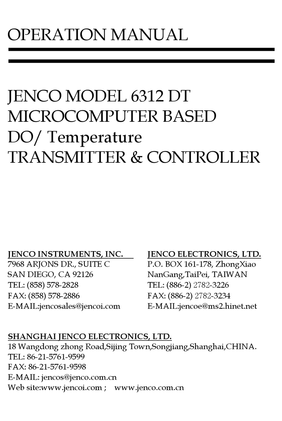 JENCO 6312 DT OPERATION MANUAL Pdf Download ManualsLib