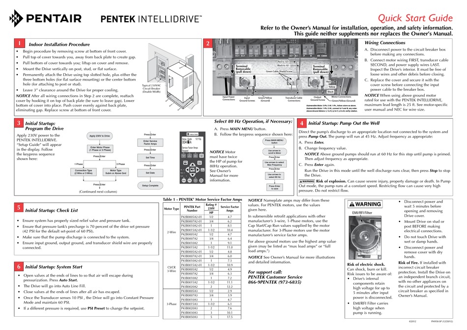 Pentair Pentek Intellidrive Quick Start Manual Pdf Download Manualslib