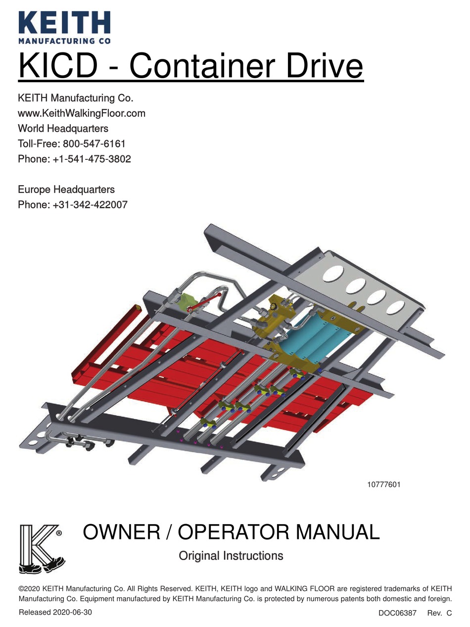 KEITH WALKING FLOOR KICD OWNER'S/OPERATOR'S MANUAL Pdf Download