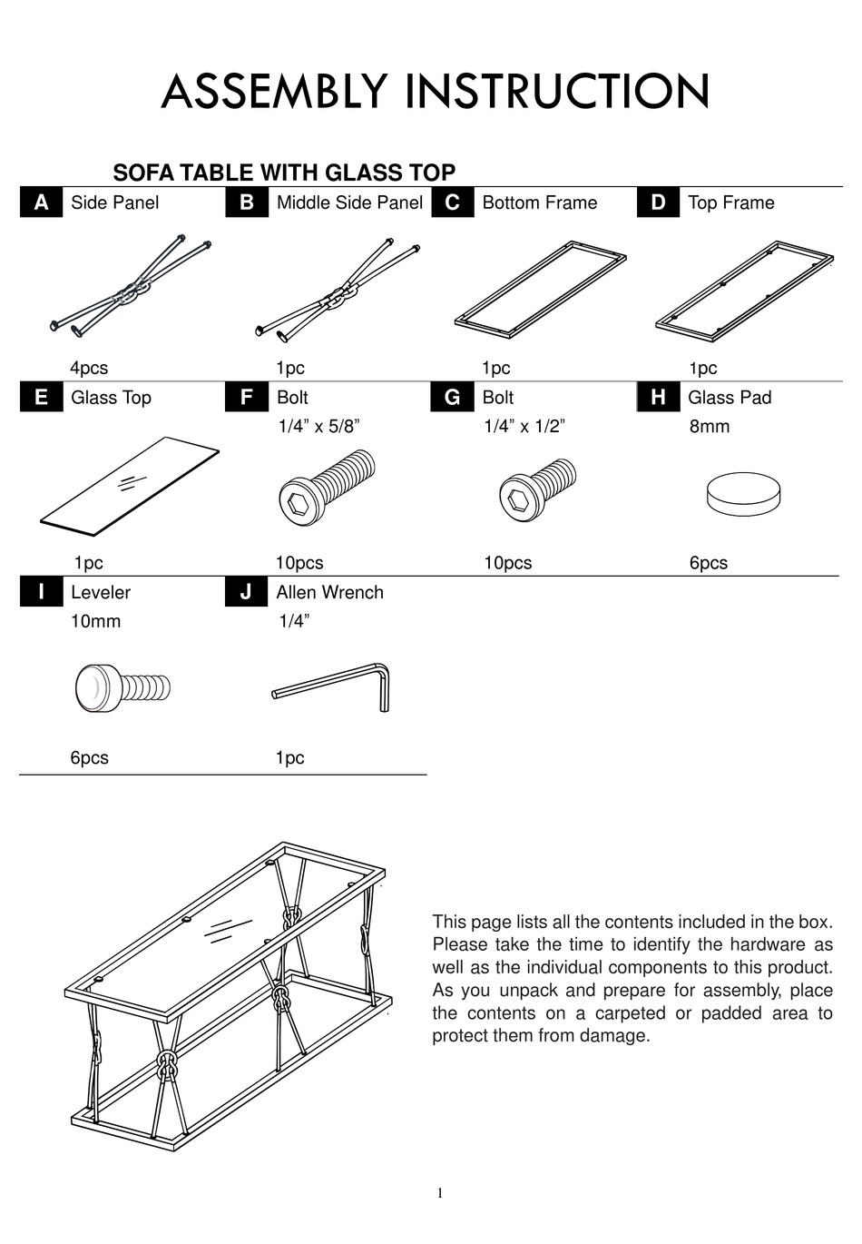 OVERSTOCK SOFA TABLE WITH GLASS TOP ASSEMBLY INSTRUCTION Pdf Download