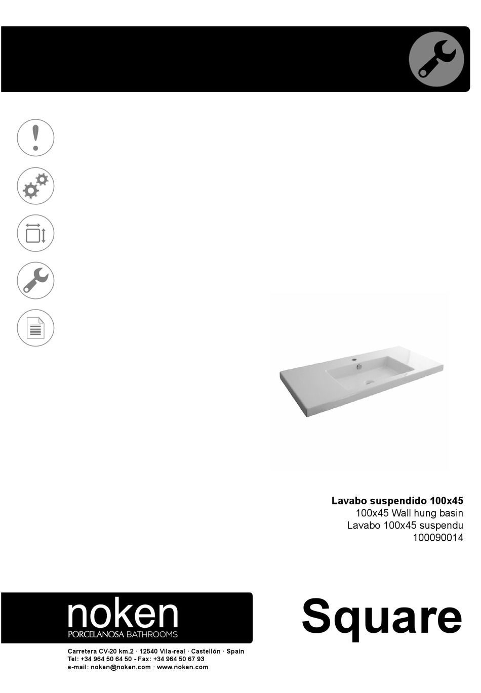 PORCELANOSA NOKEN SQUARE 100090014 MANUAL Pdf Download ManualsLib