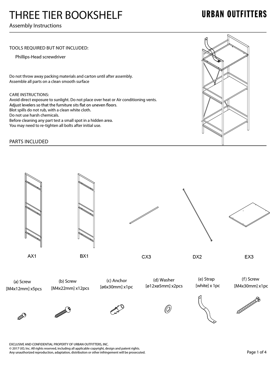 URBAN OUTFITTERS THREE TIER BOOKSHELF ASSEMBLY INSTRUCTIONS Pdf
