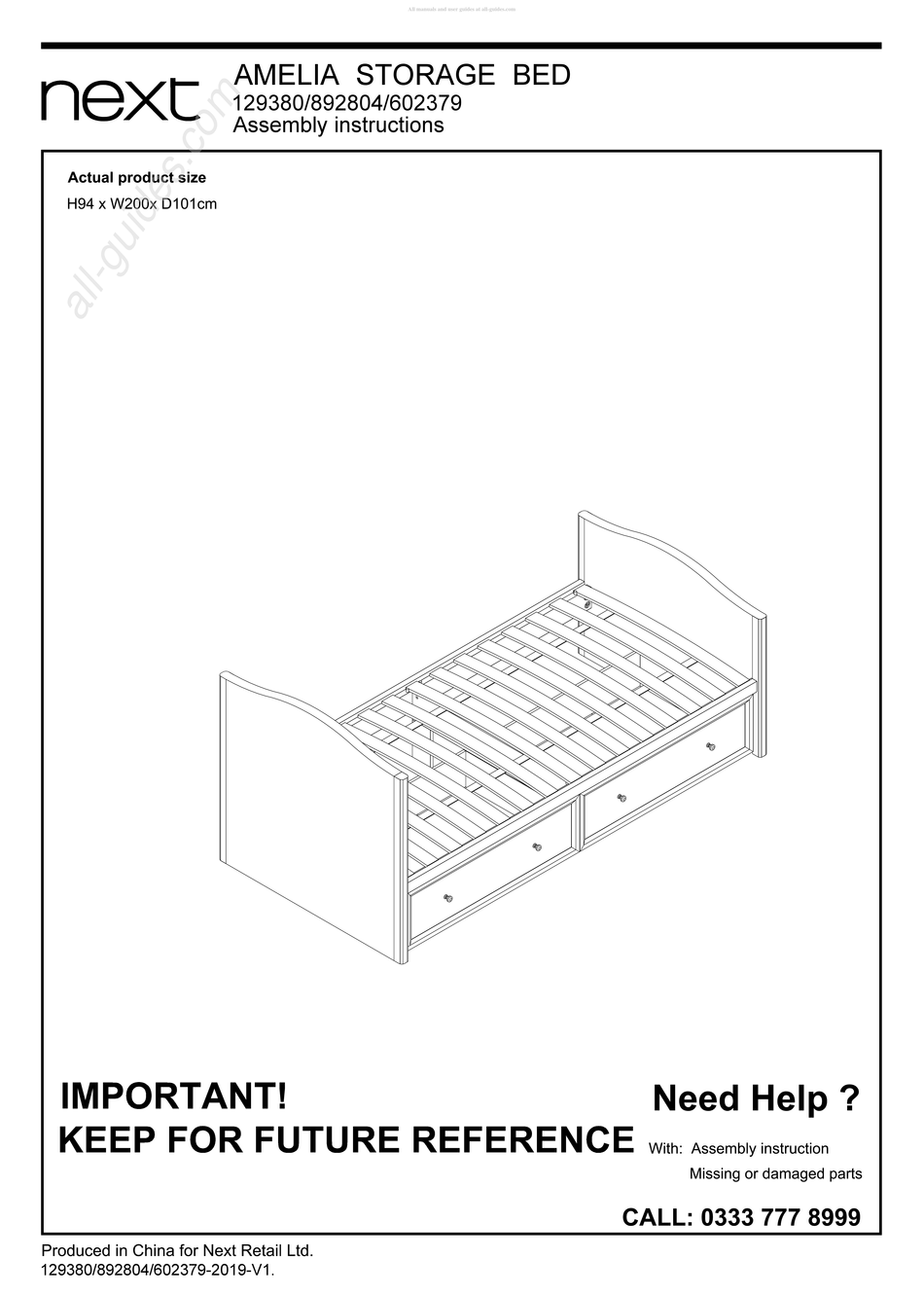 NEXT AMELIA 129380 ASSEMBLY INSTRUCTIONS MANUAL Pdf Download ManualsLib
