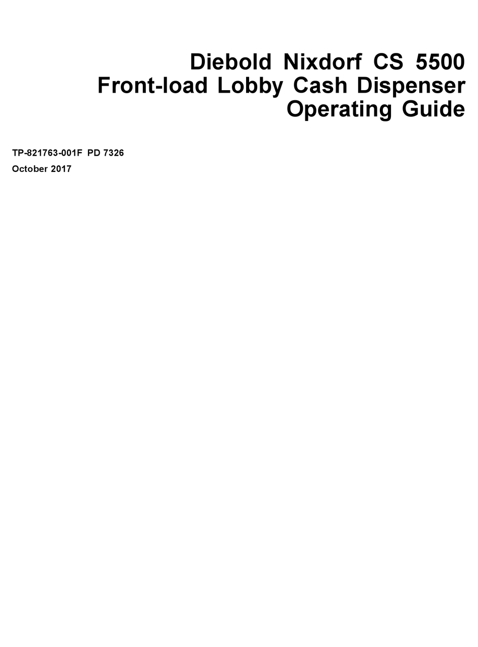 DIEBOLD NIXDORF CS 5500 OPERATING MANUAL Pdf Download ManualsLib