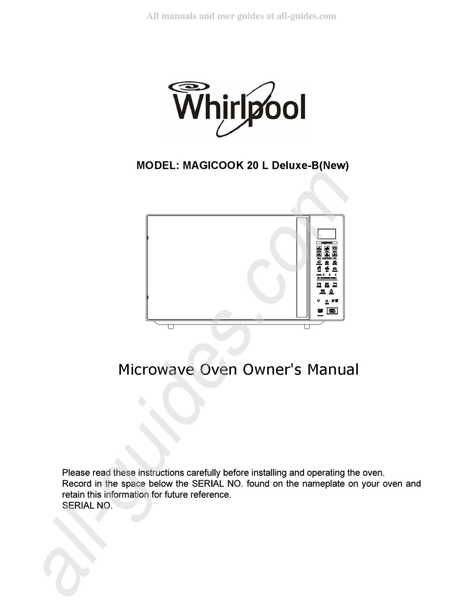 WHIRLPOOL MAGICOOK 20 L DELUXEB OWNER'S MANUAL Pdf Download ManualsLib