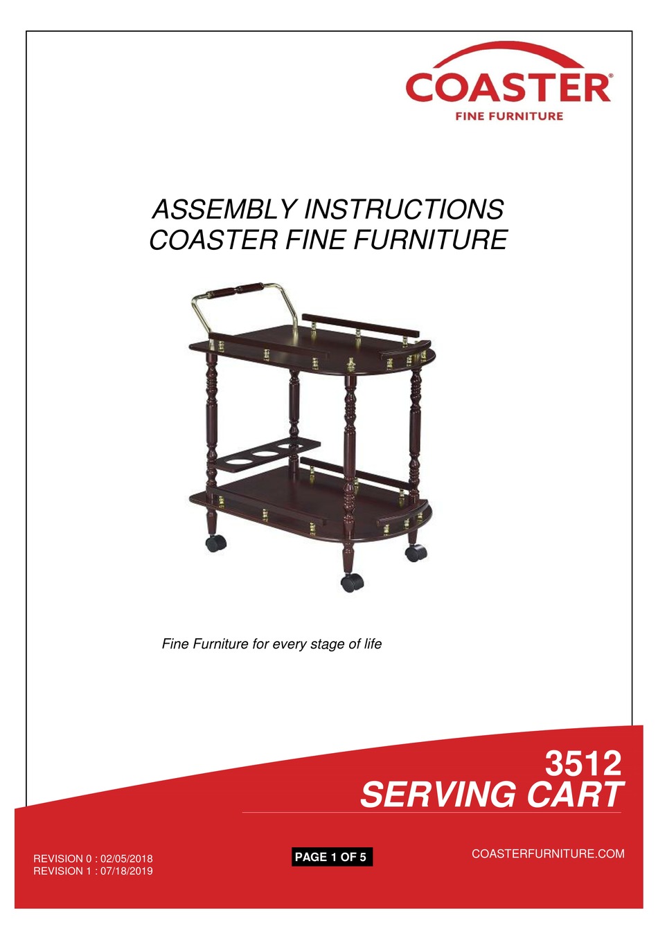 Coaster 3512 Assembly Instructions Pdf Download Manualslib