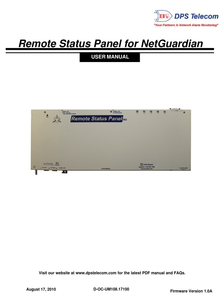 DPS REMOTE STATUS PANEL USER MANUAL Pdf Download ManualsLib