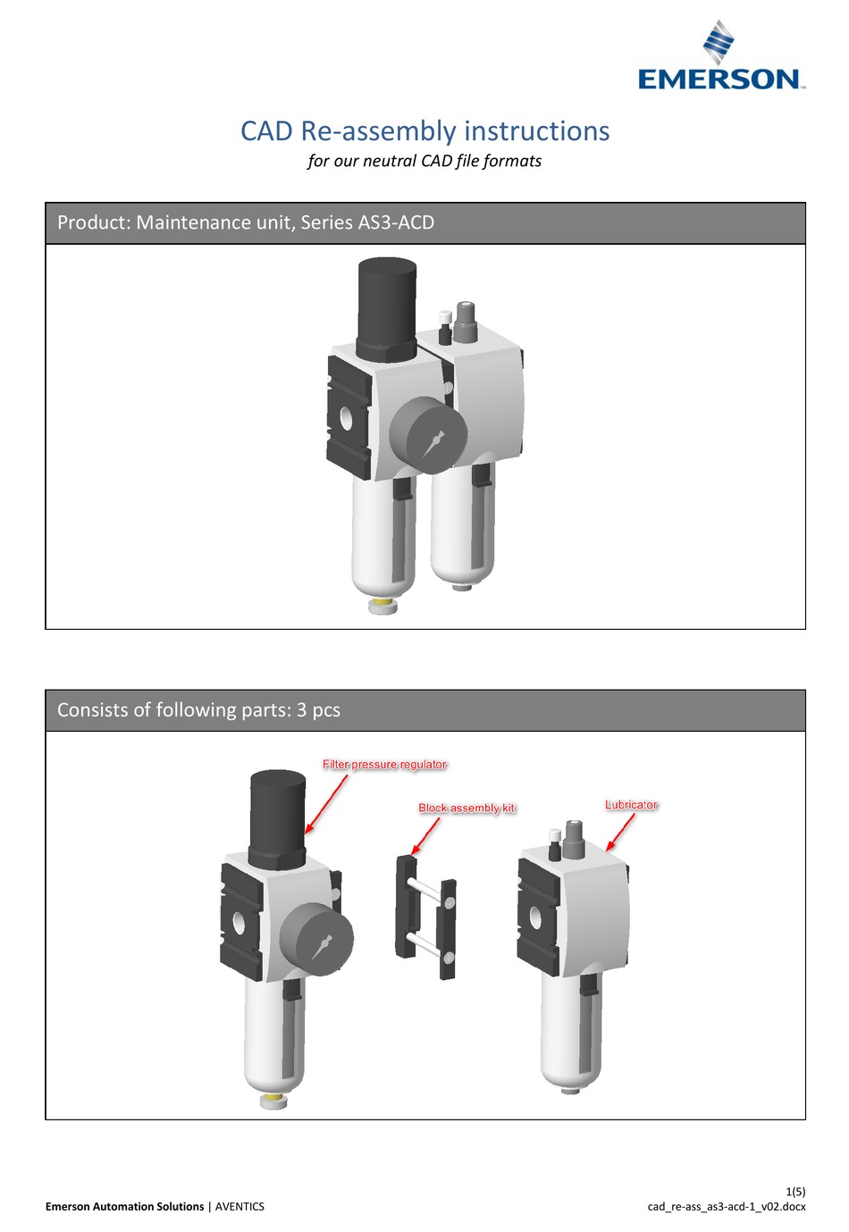 AVENTICS EMERSON AS3-ACD SERIES RE-ASSEMBLY INSTRUCTIONS Pdf Download ...