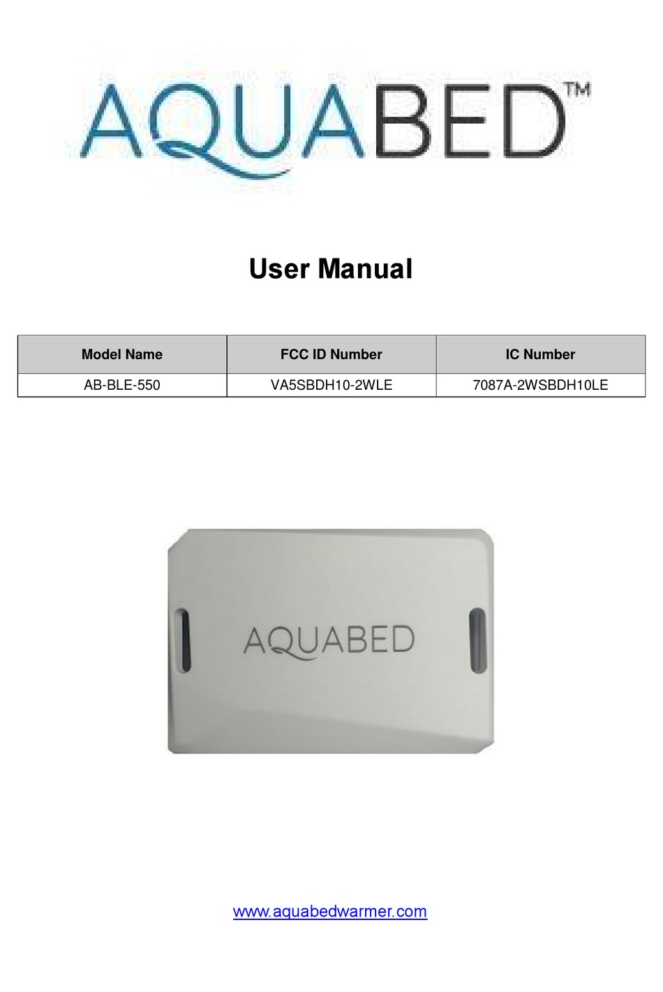 FIRSTECH AQUA BED AB BLE 550 USER MANUAL Pdf Download ManualsLib