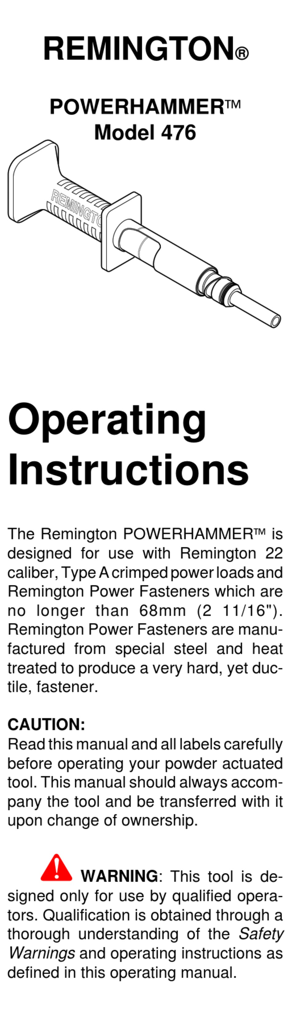 REMINGTON POWERHAMMER 476 OPERATING INSTRUCTIONS MANUAL Pdf Download