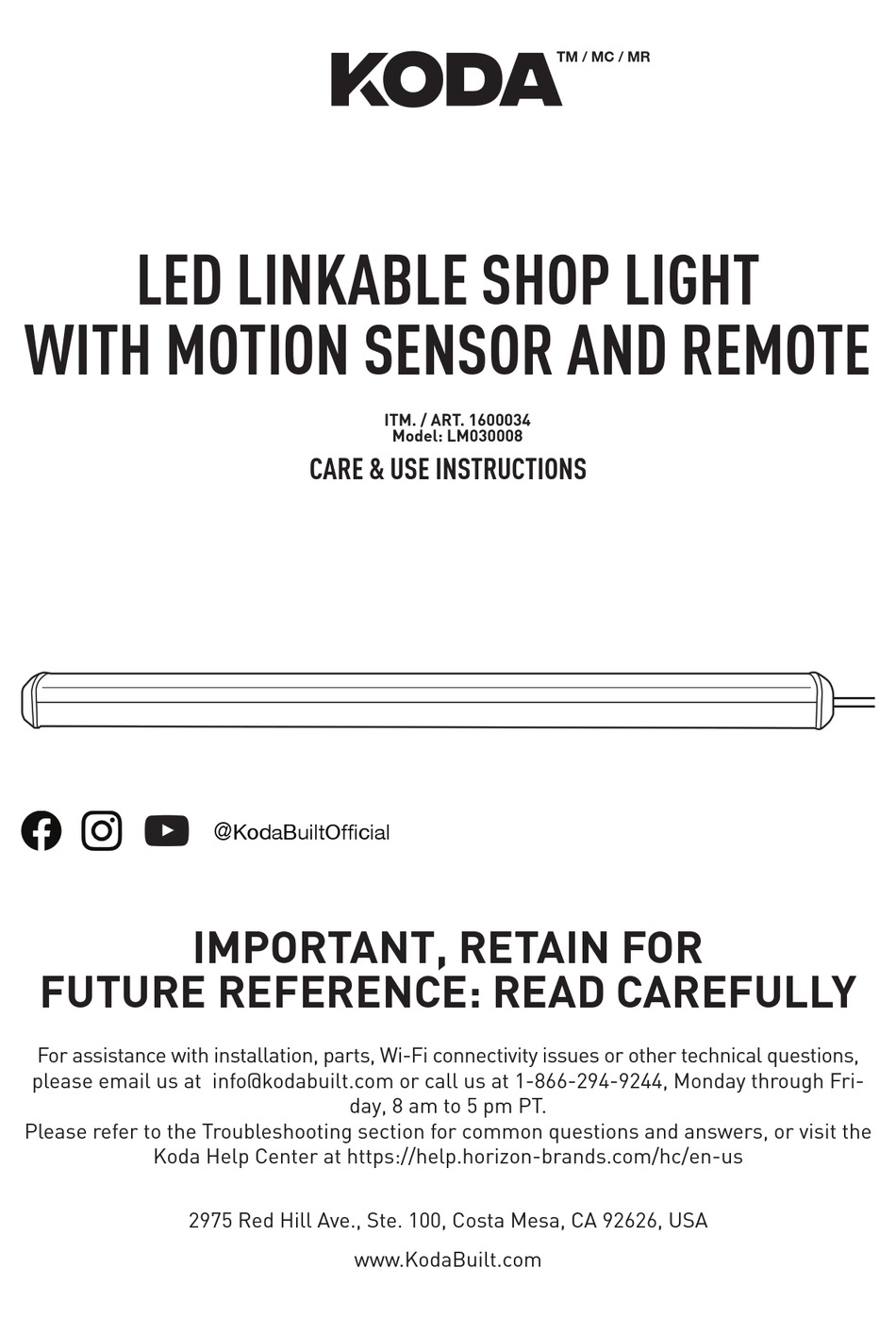 Wireless Remote Remote Settings KODA LM030008 Care Use