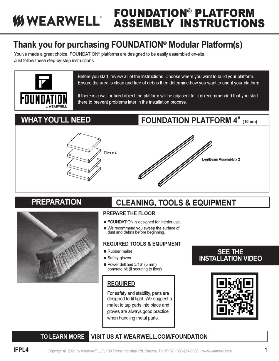 WEARWELL FOUNDATION PLATFORM ASSEMBLY INSTRUCTIONS Pdf Download