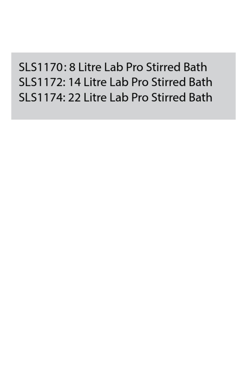 SLS LAB PRO SLS1170 MANUAL Pdf Download ManualsLib