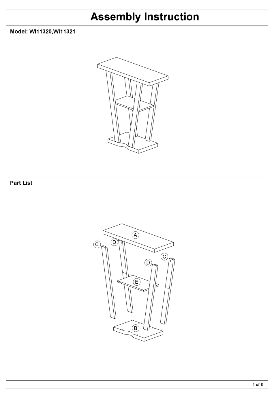 THE CLASSY HOME WI11320 ASSEMBLY INSTRUCTION MANUAL Pdf Download