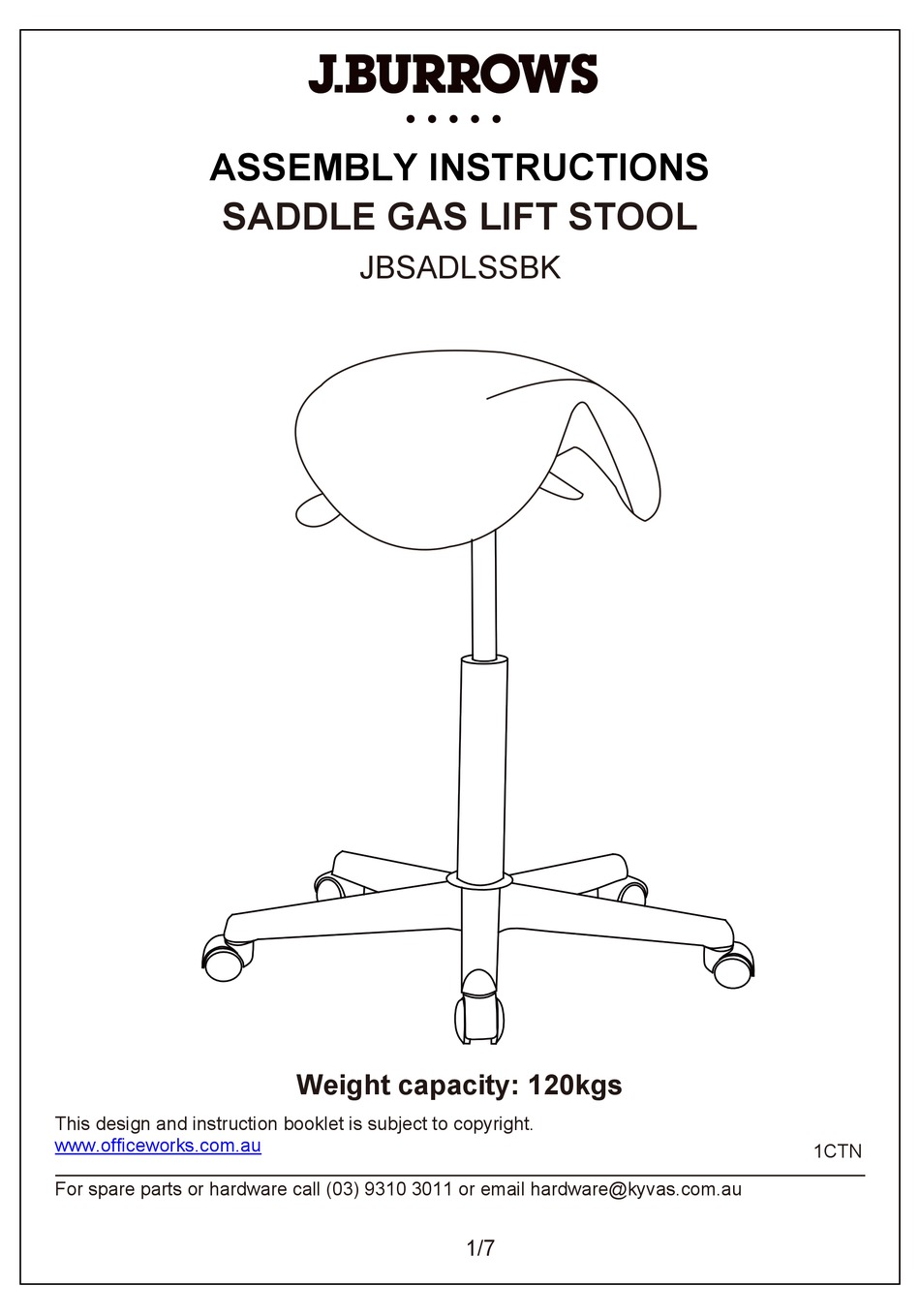 J.BURROWS JBSADLSSBK ASSEMBLY INSTRUCTIONS MANUAL Pdf Download ManualsLib