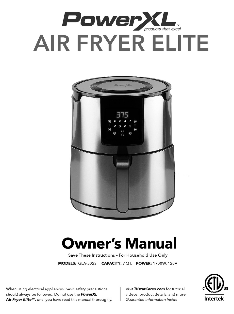 POWERXL AIR FRYER ELITE GLA502S OWNER'S MANUAL Pdf Download ManualsLib