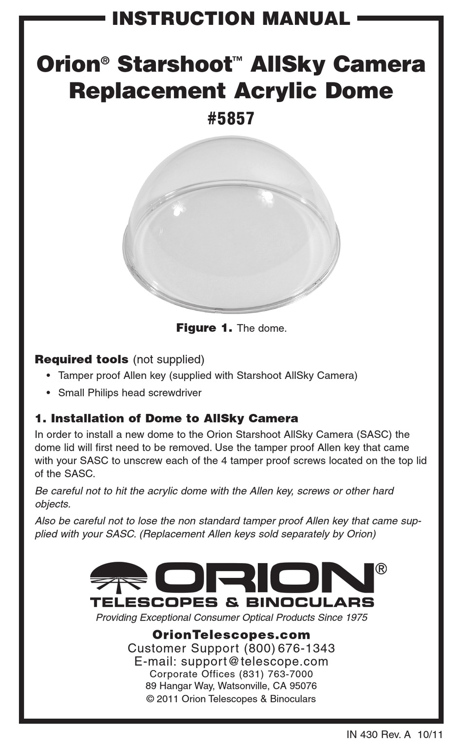 ORION TELESCOPES BINOCULARS STARSHOOT ALLSKY INSTRUCTION MANUAL Pdf 
