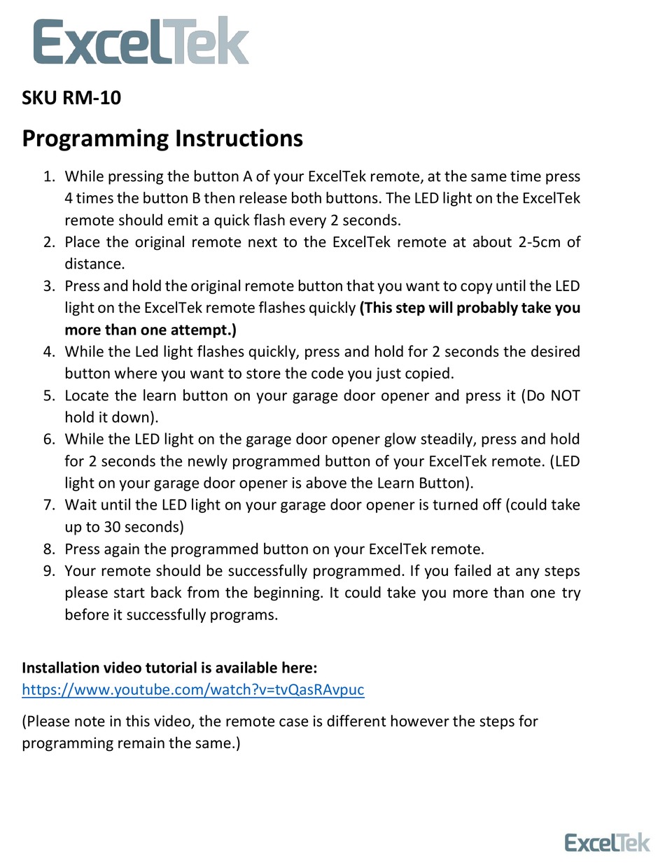 EXCELTEK RM10 INSTRUCTIONS MANUAL Pdf Download ManualsLib