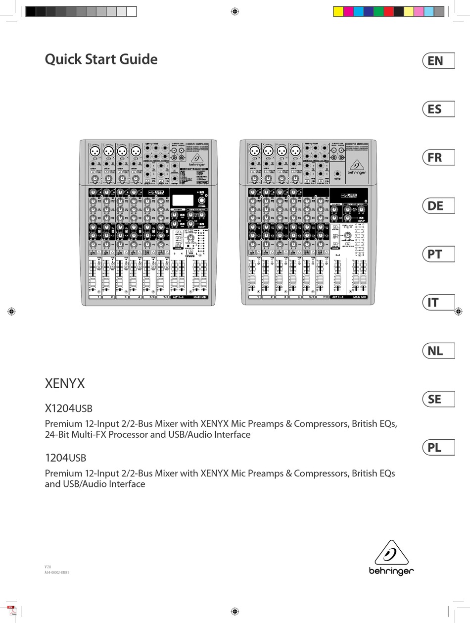 BEHRINGER XENYX X1204USB QUICK START MANUAL Pdf Download ManualsLib