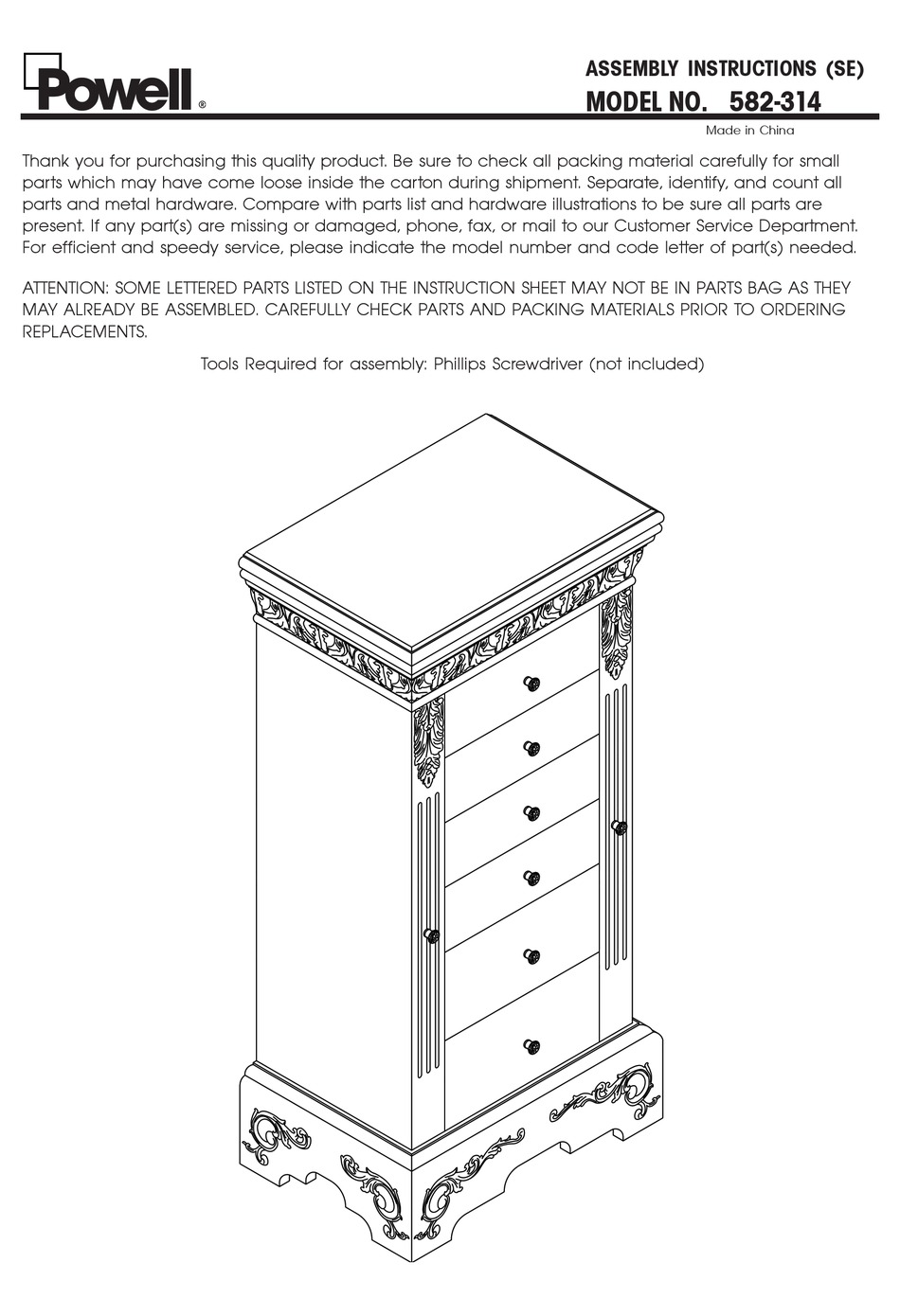 POWELL 582314 ASSEMBLY INSTRUCTIONS Pdf Download ManualsLib