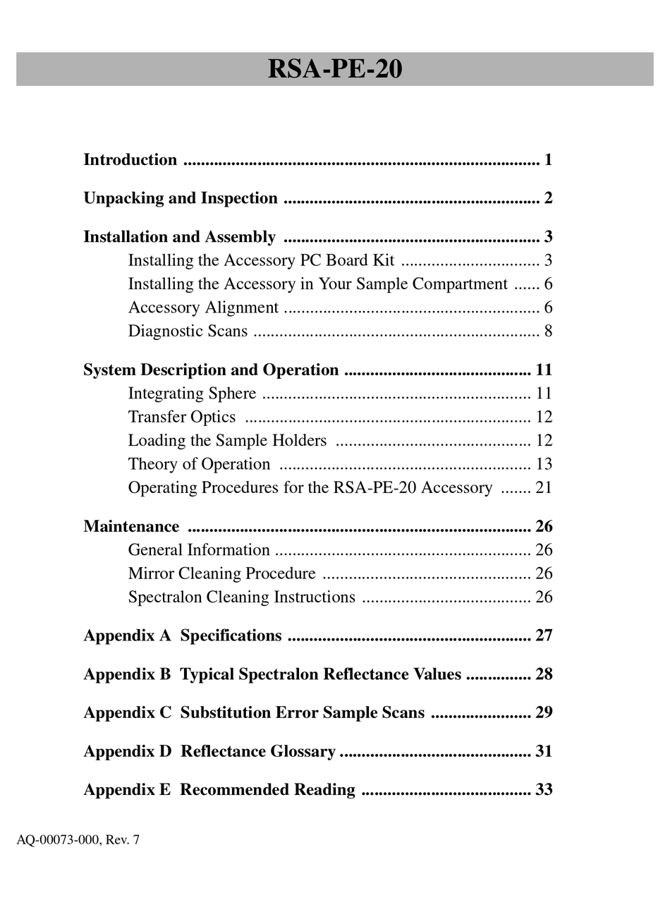 LABSPHERE RSA-PE-20 MANUAL Pdf Download | ManualsLib