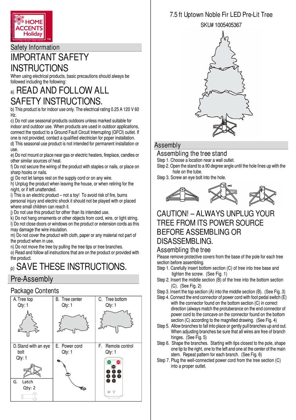 HOME ACCENTS HOLIDAY 1005405367 QUICK START MANUAL Pdf Download